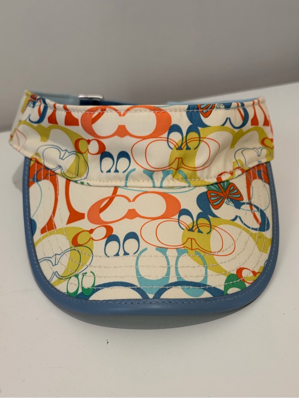 Coach Y2K Vintage Signature C Scribble Floral Butterfly Golf Sun Visor Pastel